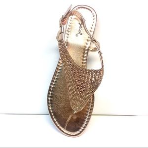 ***DONATED*** Rose Gold Sparkle Ankle Strap Flat Sandals